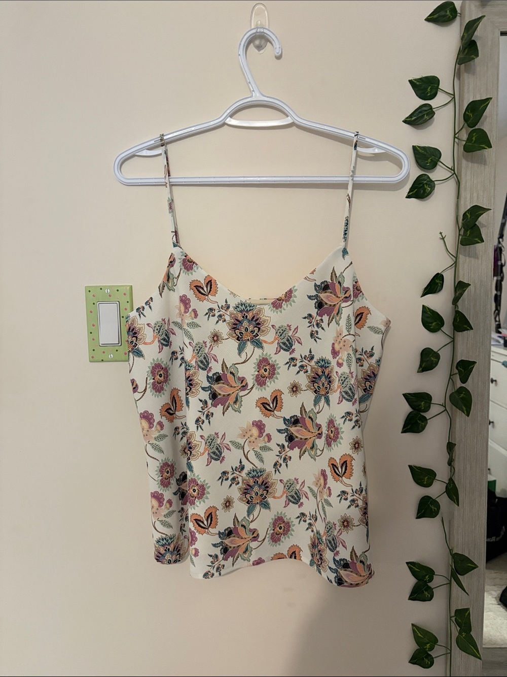 Cream Floral Spaghetti Strap Cami